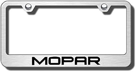 Mopar Logo Brushed Stainless Steel License Plate