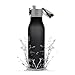 Gold Gulp Best Small Sport Water Bottle BPA Free 18 oz Tritan Eco Friendly Best for Gym Yoga Running Outdoors Camping Safe For Kids Easy To Use One Hand One Click With Flip Top Leak Proof Matte Black