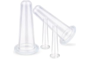 4PCS/Set Silicone Massage Cupping Facial Set Clear Eye and Face Vacuum Massage Cup Kit for Face Neck Skin (2Large+2 Small, Wh