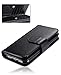 iPhone 7 Case, iPhone 7 Wallet Case, Crosspace Premium PU Leather Flip Wallet Case 2-in-1 Protective Magnetic Shell with Credit Card Holder and Wrist Lanyard for Apple iPhone 7 4.7