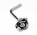 1 Piece 20g (0.8mm) 925 Sterling Silver Nose Stud Nose Ring L Shape Tiny Rose 1/5
