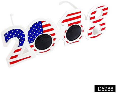 12 Pack 2018 New Year's Glittered Plastic Party Glasses Eyeglasses Multi-color ASST Graduation