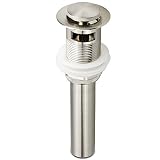 Bathroom Faucet Vessel Pop Up Sink Drain, Brushed Nickel with Overflow