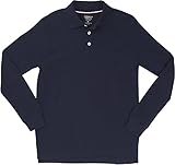 French Toast School Uniform Boys Long Sleeve Pique Polo Shirt, Navy, Small (6/7)