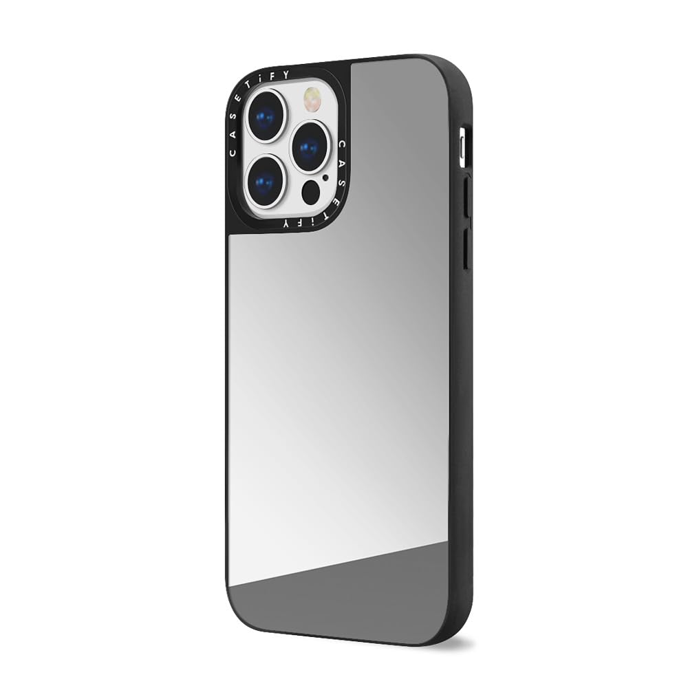 CASETiFY Mirror iPhone 13 Pro Case [Reflective / 4.9ft Drop Protection/Compatible with Magsafe] - Silver On Black