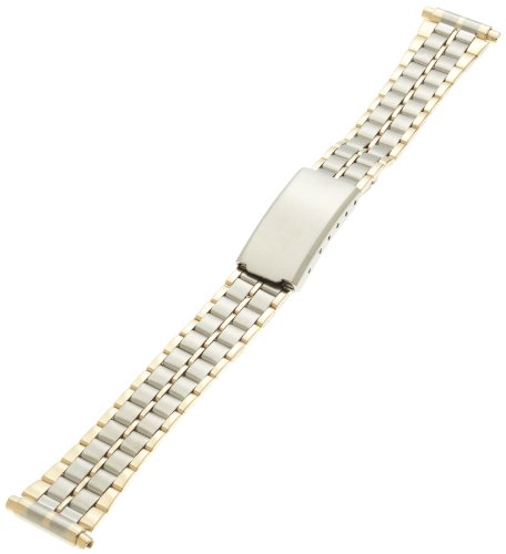 Hadley-Roma Women's 15mm Gold Plated Watch Strap, Color:Silver-Toned (Model: LB5473RTSQ15)