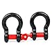 8MILELAKE 3/4inches (2 Pack) D-Ring Shackle, 4 3/4 tons WLL (9,500 Lbs), Heavy Duty Galvanized D Ring for Jeep Vehicle Recovery (Black & Red)