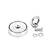 130 LBS Pulling Force Rare Earth Magnet, Super Strong Neodymium Fishing Magnets with countersunk Hole Eyebolt Diameter 1.89 inch(48mm) for Magnetic Fishing and Retrieving in River (1.89