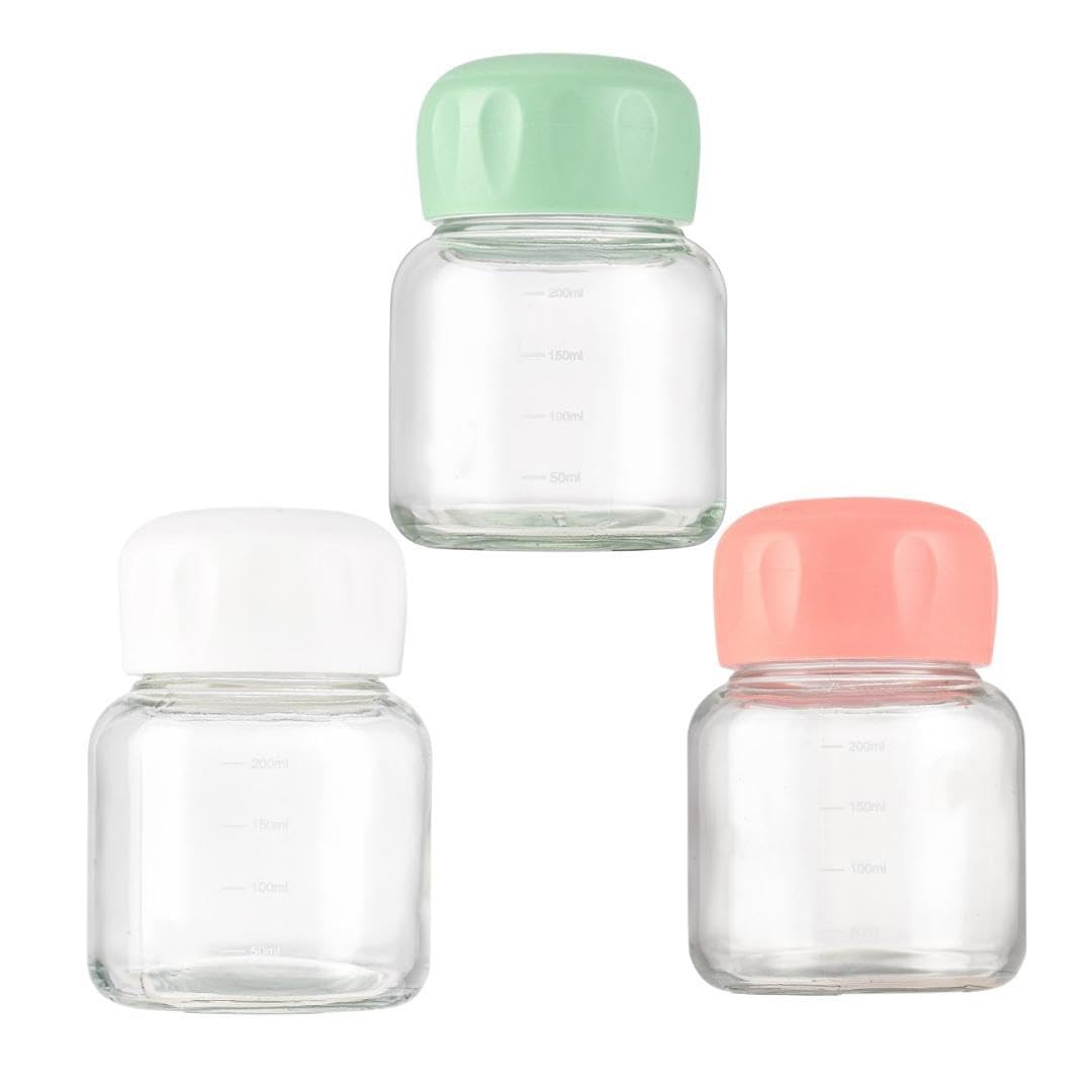 MEETOZ 3Pack 10oz Glass Jar with Screw Lid Leakproof Overnight Oats Container,with Measurement Marks Portable Mason Jars,for Cereals Milk Fruit Condiment Dressing Sauce Snacks Juice