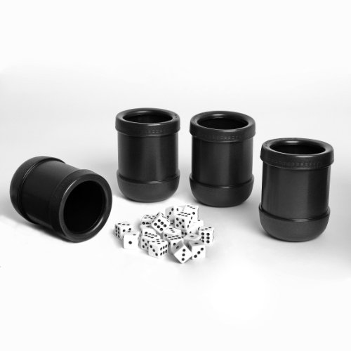 WE Games Dice Cups - Set of 4 Professional Grade Plastic with 20 Dice & Instructions for Liar's Dice