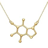 Caffeine Molecule Necklace in 18k Gold-Plated Sterling Silver by Silver Phantom Jewelry