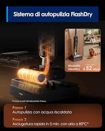 Tineco Floor One S9 Master Cordless Vacuum Cleaner, ThermoBlast Technology, Floor Wash with Hot Water, StreakFree Squeegee 10 cm, Ultra-Thin 10 cm, FlashDry 85°C, 23 KPa, Flat Rat 180