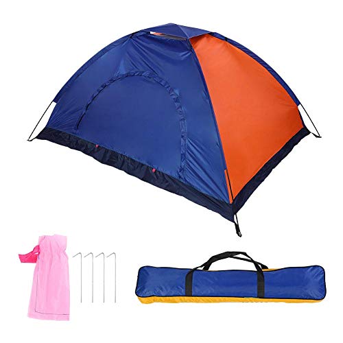 Alomejor Camping Tent 1-2 person Three-defense Fabric Outdoor Tent for Camping Backpacking with Door and Window.(Blue + Orange)