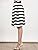 Joeoy Women's High Waist Stripe Print Flare Pleated A-Line Midi Skirt