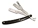 Classic Samurai Stainless Steel Professional Barber Straight Edge Razor with 100 Single Edge Razor Blades (Black W/Pattern)