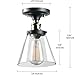 GLOBE Electric 65380 1-Light Flush Mount Ceiling Light, Dark Bronze, Antique Brass Accents, Glass Shade, Bedroom Lighting Fixtures Ceiling, Dining Room Fixture, Lighting for Hallway