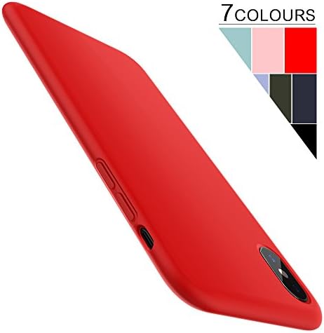 iPhone X Case,XUNDD Liquid Silicone Gel Rubber Case Shockproof Protection with Soft Microfiber Cloth Lining Cushion for Apple iPhone X Red