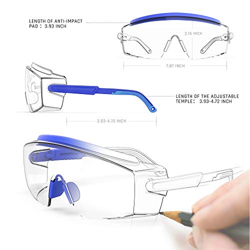 Anti Fog Safety Glasses,Safety Goggles Fit Over Glasses,Side Protection