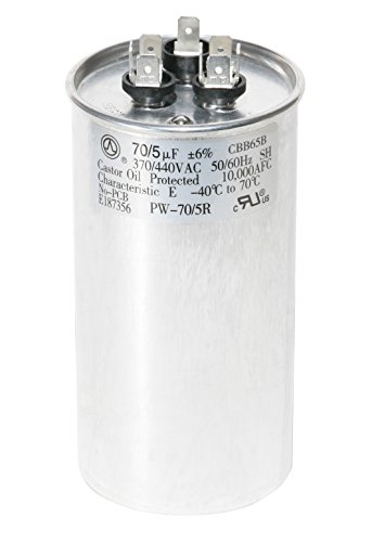 TEMCo 70+7.5 Uf/MFD 370-440 VAC Volts Round Dual Run