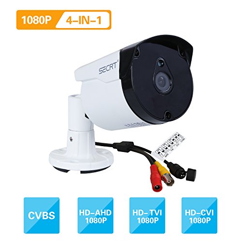 SECRT 1080P Hybrid Bullet Security Camera, 2.0 Megapixel HD 4-in-1 TVI/CVI/AHD/CVBS Waterproof Outdoor Surveillance Camera, 30 LED 100ft IR Distance Metal Housing for HD-TVI, AHD, CVI, 960H Analog DVR