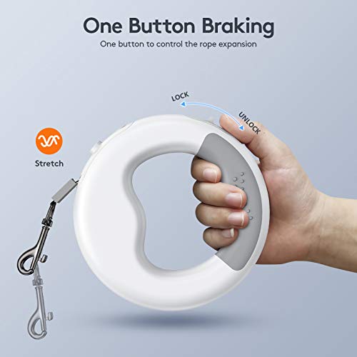 Saike Heavy Duty Retractable Dog Leashes with Flashlight, 360° Tangle Free Dog Walking Leash with Anti-Slip Handle, One-Hand Brake Pet Leash for Puppy Small Medium Large Dogs