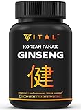 Korean Ginseng Red Panax - High Strength Natural Ginseng Complex 120 Vegan Capsules for Energy, Performance, Mental Focus for Men & Women - Root Extract Powder Supplement with High Ginsenosides