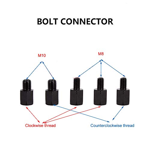 Motobiker-ATV-and-Motorcycle-Rear-View-Mirrors-360-Degrees-Ball-Type-Adjustment-with-8mm-10mm-Threaded-Bolt-78-Handle-Bar-Mount-Clamp-for-Polaris-HondaYamaha-Kawasaki-Suzuki-Snowmobile