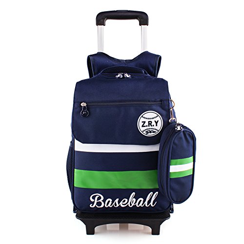 Waterproof Nylon Removable Trolley School Bags Backpack With Wheels