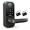Smart Lock,SMONET Fingerprint Door Lock with Reversible Handle,Keyless Entry Bluetooth Deadbolt Lock ,Free APP,IC Card…