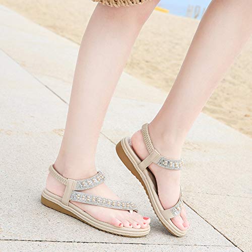 Meeshine Women's Casual Slingback Summer Beach Thong Flat Sandal(7 B(M) US,Beige 04) - Thumbnail 6