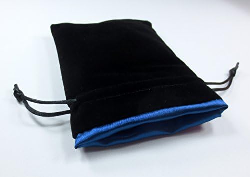 4x5 Blue Ice Premium Black Velvet Dice Bag with Strong Blue Satin Lining (Dice Bag Capacity is 5 Sets / 35 Dice)
