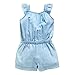 OWIKAR Baby Girls Rompers Lace Denim Vest Shorts Boat Neck Summer Dress,3-4T,100