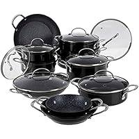 Curtis Stone 17-Piece Dura-Pan Nonstick Nesting Cookware Set - Black