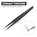 Professional Tweezers for Eyelash Extension - Straight and Curved Pointed Tweezers - Stainless Steel Precision Tweezers set - 2 Pcs - Black