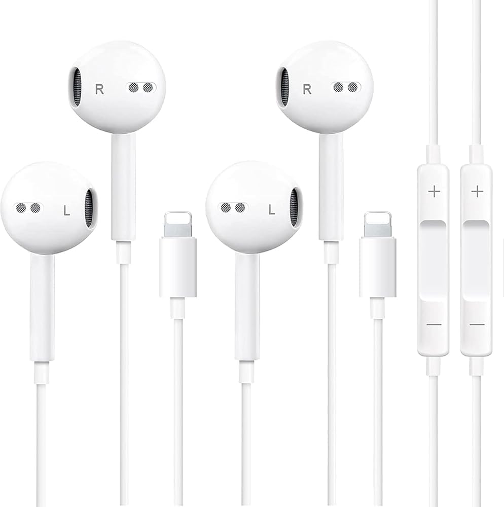 Photo 1 of 2 Pack Earbuds for iPhone Headphones Wired Earpohnes with Built-in Remote to Control Music, Phone Calls, and Volume Compatible with iPhone 14 13 12 11 Pro Max XS XR X 8 7 6