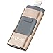 iPhone USB Flash Drive, 3 in 1 OTG Memory Stick USB 3.0 External Storage Expansion Adapter for iPhone, iPad, MacBook iOS Android Cell Phone PC（Gold 32G）