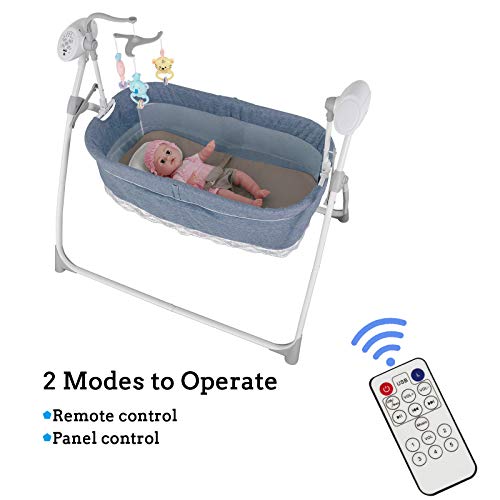 Uenjoy Rocking Multifunction Baby Swing Bed Automatic Bassinet Baby Basket with Remote Control, Music, Bluetooth, Timing, Adjustable Speed,Gray - Thumbnail 2