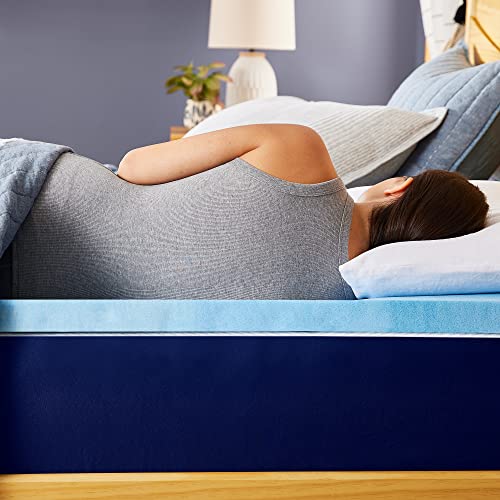 Sleep Innovations 2 Inch Cooling Gel Infused Memory Foam Mattress Topper, Full Size, Cool
