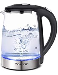 Topwit Electric Kettle Glass Water Heater Boiler, 2L Water Warmer Cordless with LED Light, Stainless Steel Lid & Bottom, Tea Kettle with Fast Heating, Auto Shut-Off & Boil Dry Protection, Upgraded