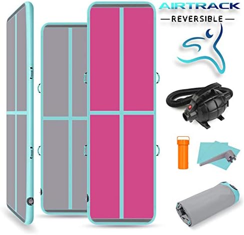 1INCH Inflatable Gymnastics Air Track Mat, Tumbling Training Airtrack with Electric Air Pump for Practice Gymnastics,Cheerleading,Parkour,Martial Arts,Taekwondo