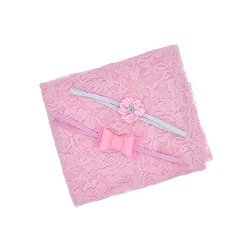 DREAMVAN Fashion Floral Lace Wrap and Headband Set Photograph Prop Bath & Hooded Towels