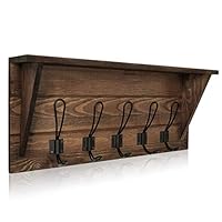 Oyeye Wall Mounted Coat Rack Shelf, Brown Rustic Wooden 24