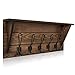 Oyeye Wall Mounted Coat Rack Shelf, Brown Rustic Wooden 24'' Entryway Coat Hooks 5 Rustic Hooks for Bathroom Living Room Bedroom and Kitchen (Solid Pine Wood)