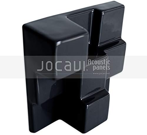 JOCAVI SquaryDiffusor Ceramic Acoustic Diffuser Wall and Ceiling Tiles, Recording Studio Sound Treatment, Black, 5.9" x 5.9" x 2.2" (6-Pack)