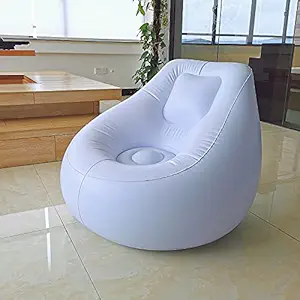 Transparent Inflatable Couch Chair Sofa,Camping Furniture,Blow Up Couch Bean Bag Lazy SofaChair,for Home/Office/Outdoor/Travel/Camping/Picnic/Swimming Pool (White)