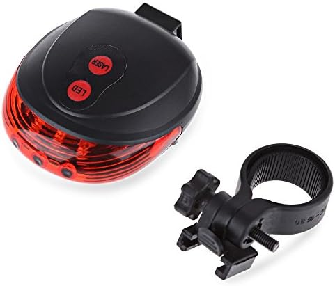 Ertch Bicycle LED Light, Night Mountain Bike Tail Light Super Bright 3 LED Headlight 2 Lasers Waterproof Red LED Flashing Taillight Fits on any Bikes and Backpacks