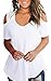 SMALNNIE Cold Shoulder Tshirts for Women Loose Fit Basic Tops and Blouse White XL