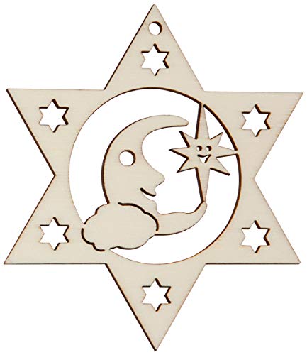 Hofmeister Holzwaren wooden cutouts (Moon and stars, star-shaped frame with star cutouts)