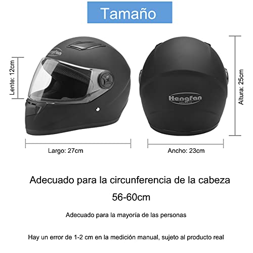Yundobop Casco de Moto para Moto Integral Ajustable - Casco Motocicleta Integral con Lente antivaho HD, Babero de vellón extraíble Respirable y Ligero Matte Abatible Todas Las Tallas