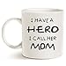 MAUAG Coffee Mug, Ceramic Hero Mom Mug, Funny Best Mother's Day and Birthday Gift, 14 fl oz, White